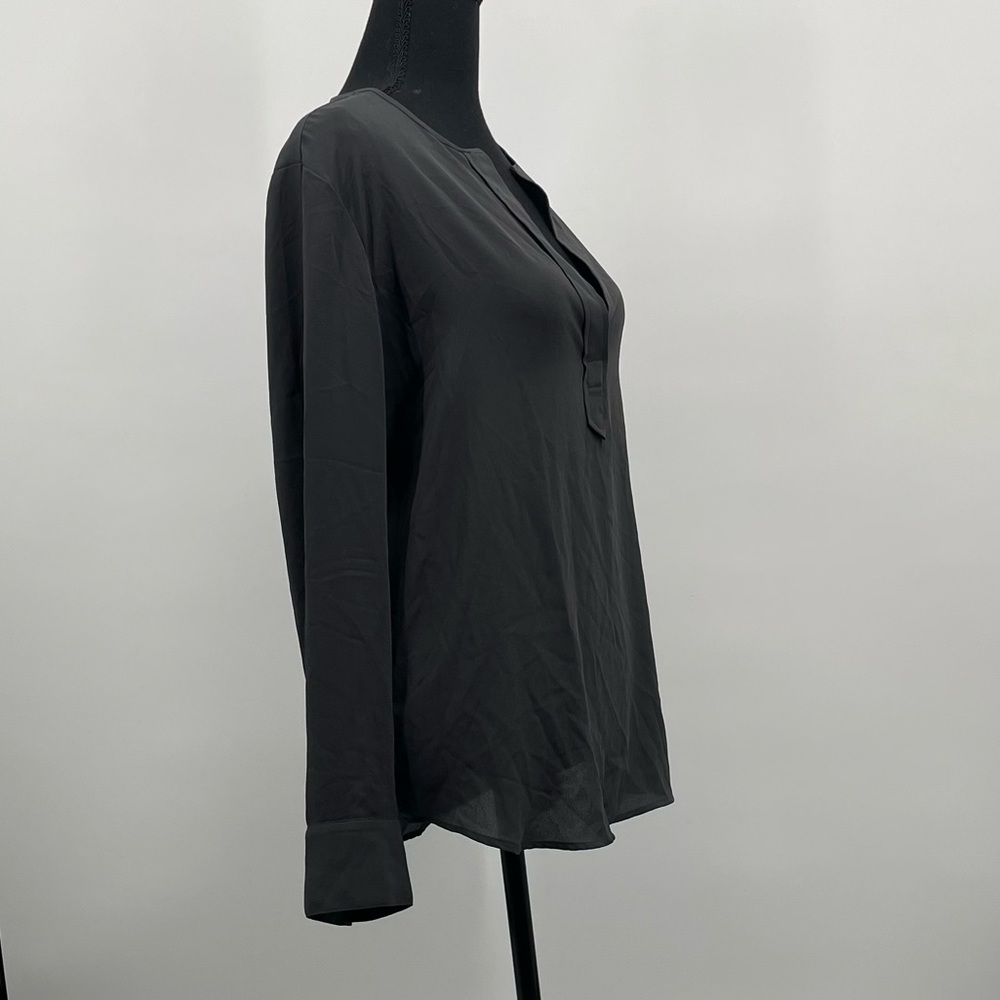 Minimal Dark GreyBlouse | Workwear Office Top | Lightweight Chic Basic Women’s M